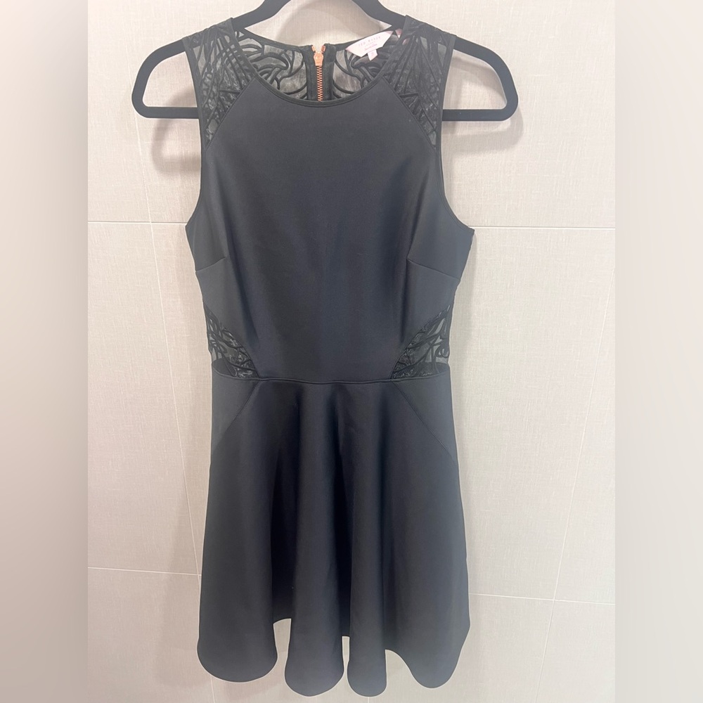 Ted Baker London Black Lace Detail Mini Dress